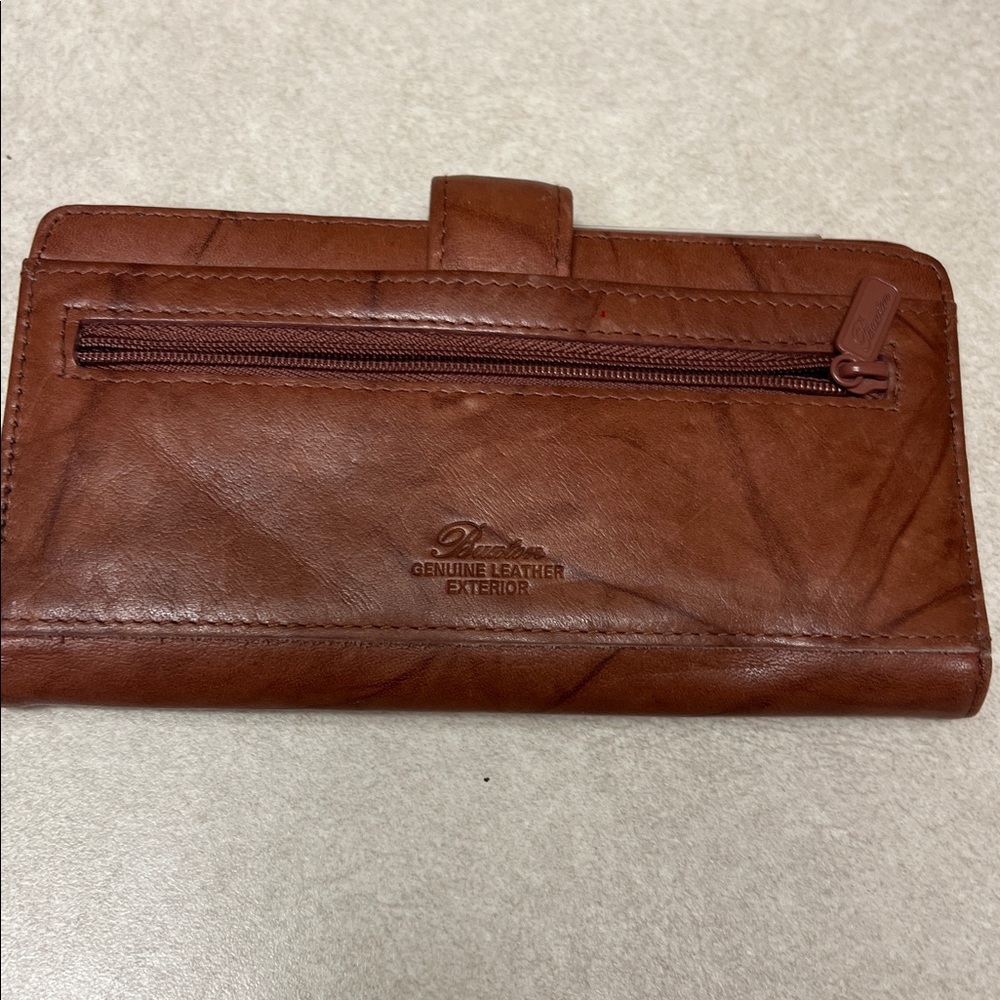 Brown Leather Burton wallet with checkbook - Picture 2 of 4